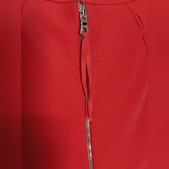 Phoebe Couture Fitted Cutout Lace Orange Red Pencil Chic Mini dress Sz 2 EUC - Picture 10 of 16